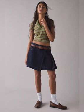 House of Sunny Pleated Denim Skirt